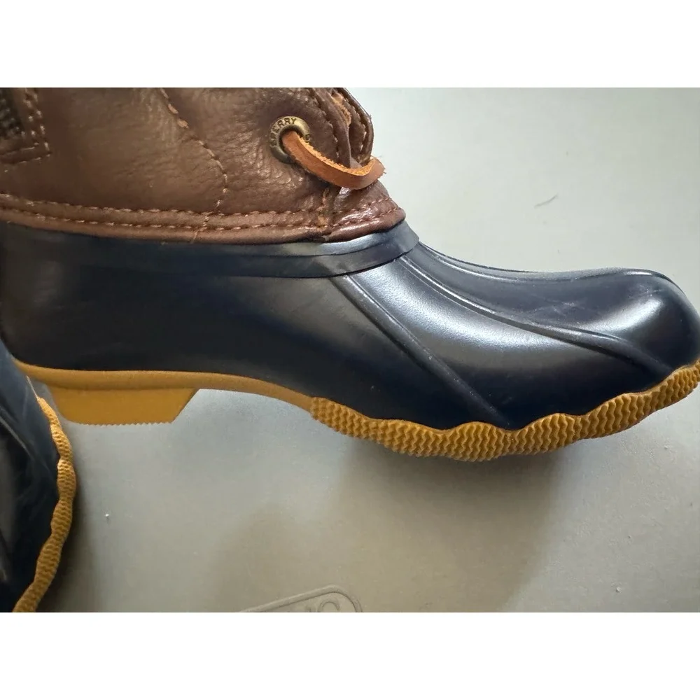 Sperry Kids Saltwater Duck Boots Navy Brown Blue CG55203A Size 11M